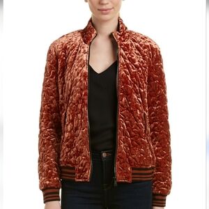 Bernardo Velvet Quilted Bomber Jacket - Copper